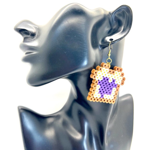 8-Bit Toast Earrings - PB&J Earrings - Peanut Butter Jelly Toast - Butter Toast - Picture 10 of 10